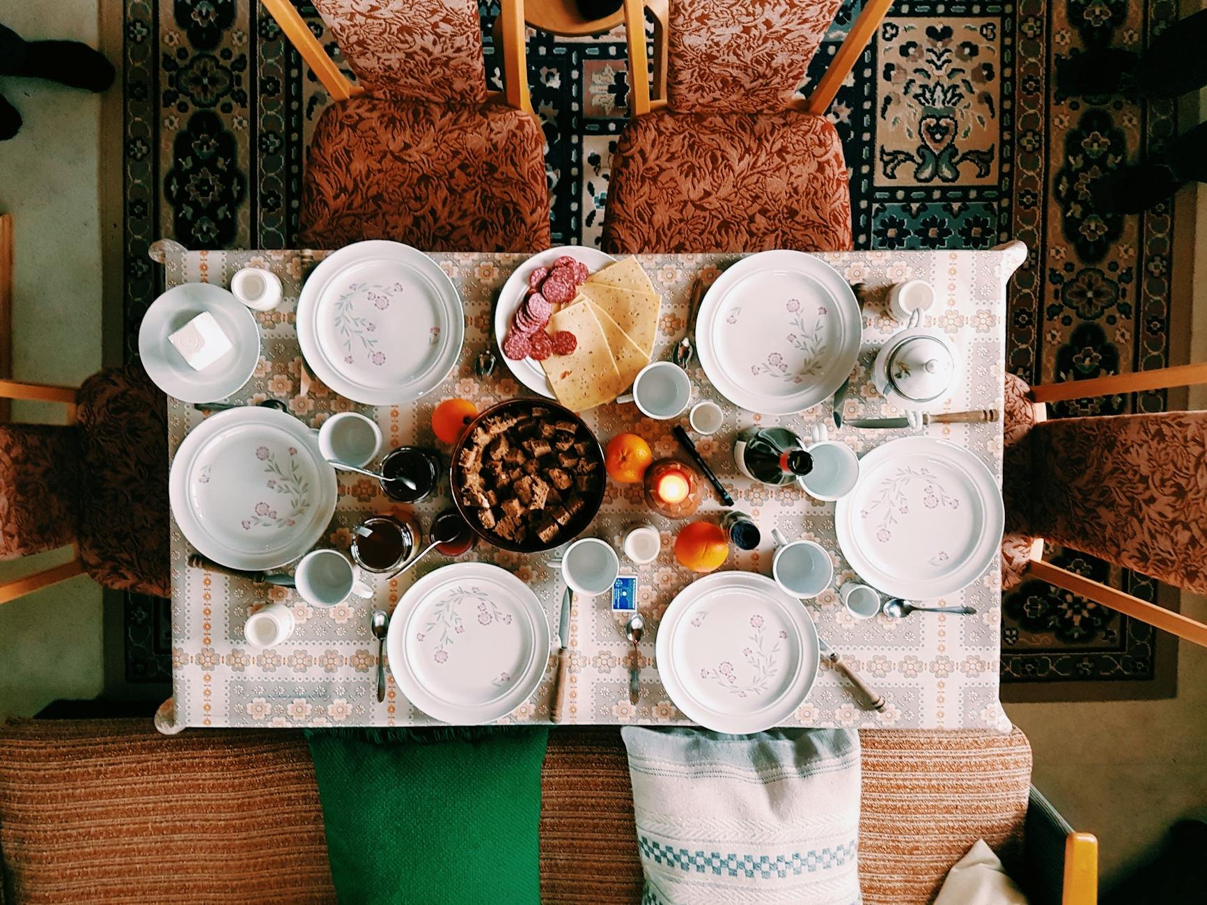 Elegant crockery set on a dining table